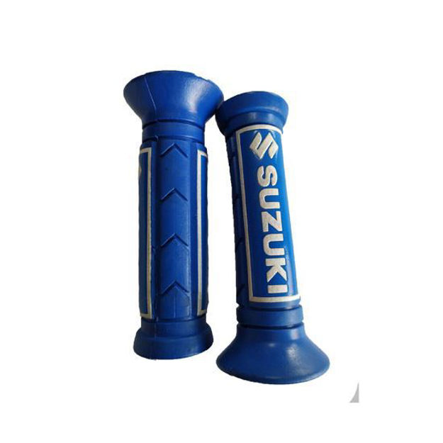 Imagen de Manillar Grips Puños De Moto Logo Suzuki Ts125 Ts185 Ax100 Gn125 Bugallo
