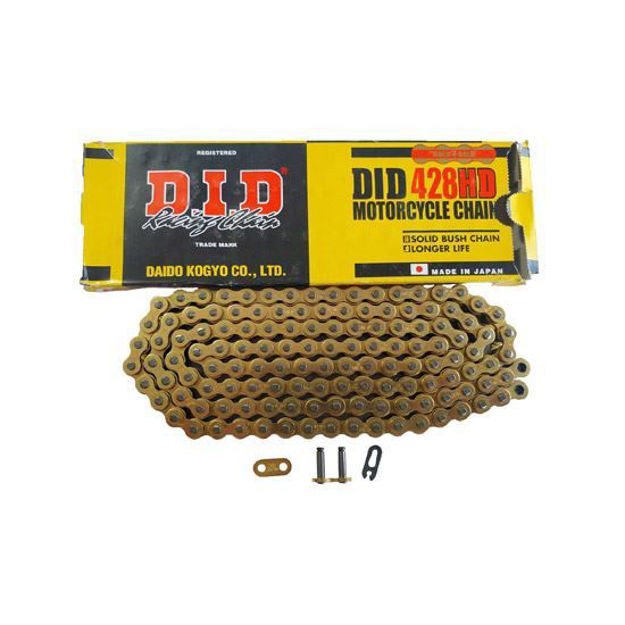 Imagen de Cadena 428H 132L Dorada DID Jp  Ax100 Gn125 Ts125 Rx100 Rx115 Rx125 Rx135 Dtk Dte Calimatic Trail Xtz