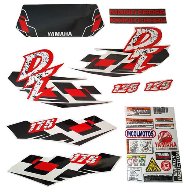 Imagen de Calcomania Completa + Advertencias Yamaha Dtk125 Dtk175 Modelo Cuadros Col